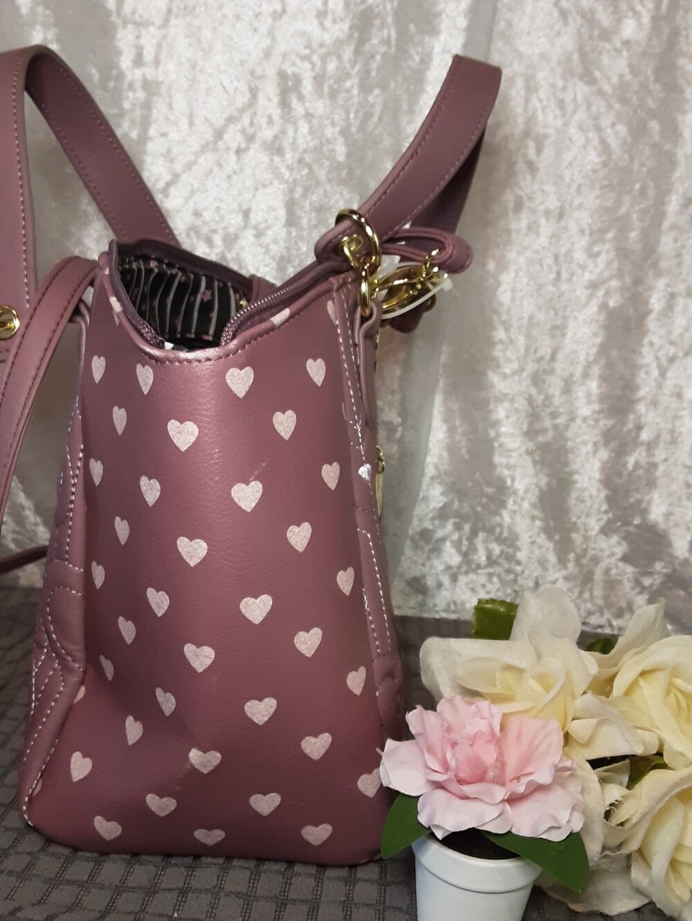 Luv Betsey Mauve Pink Heart-Accent Tote Bag - Picture 10 of 12